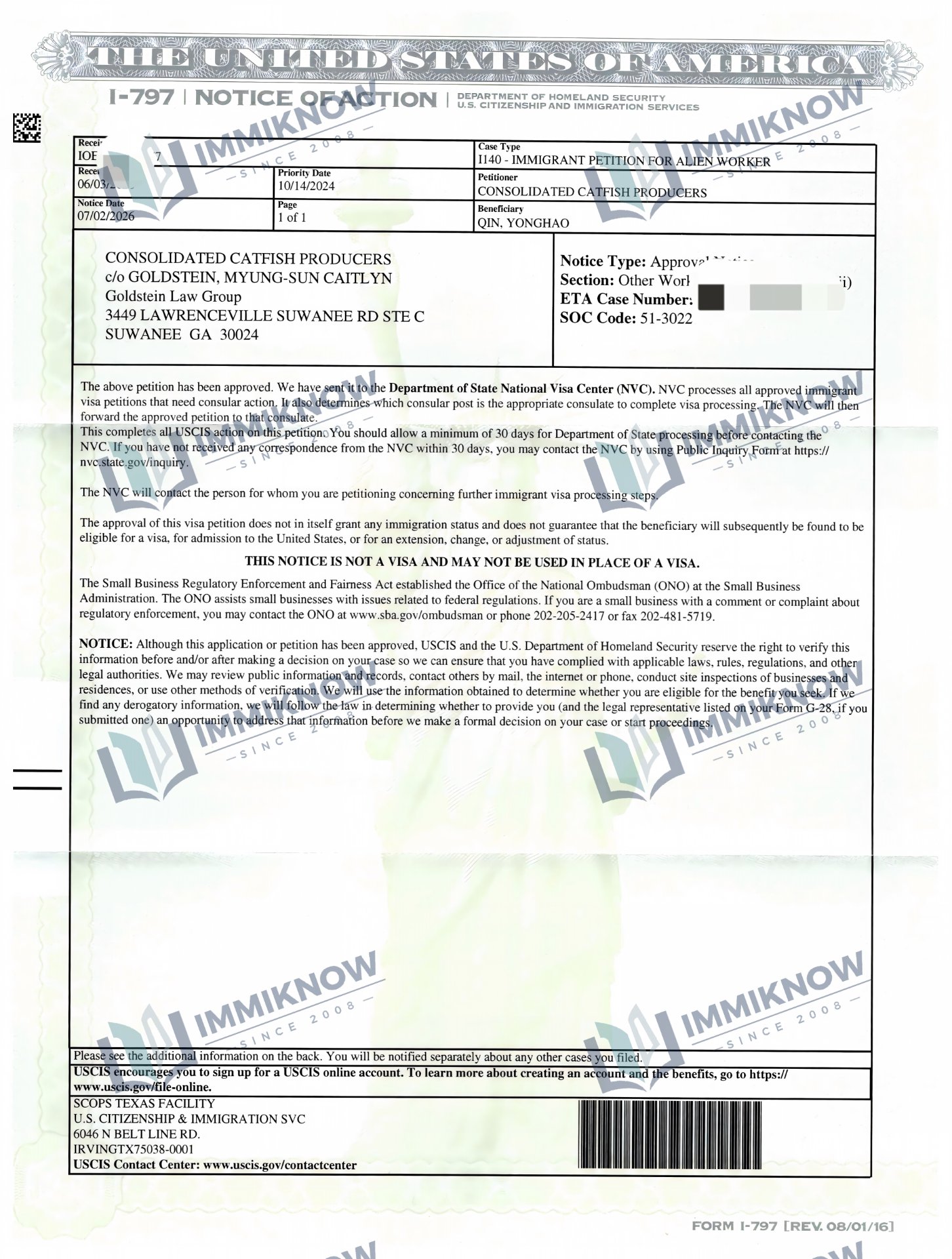 I-140 Approval Notice - Mr. W