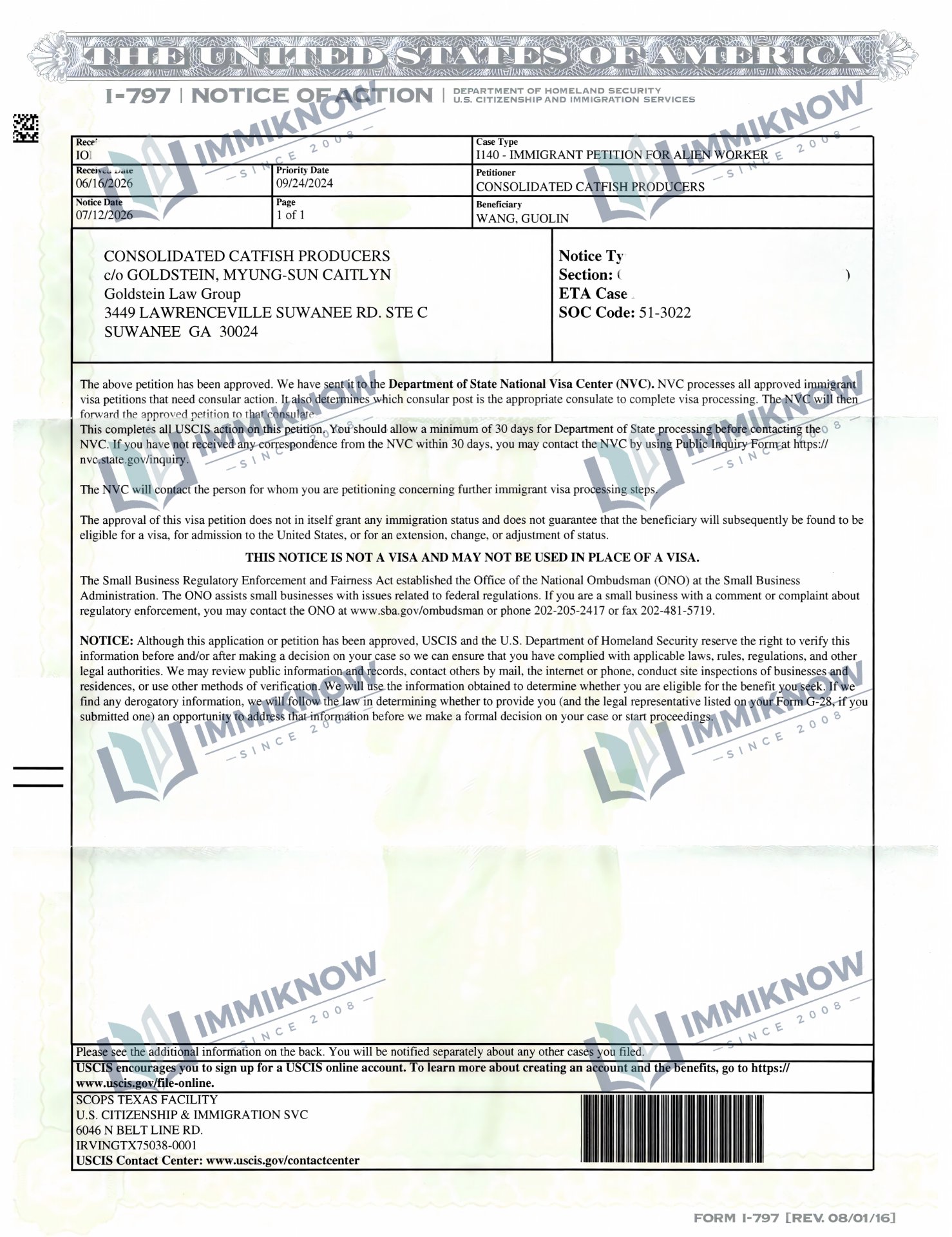 I-140 Approval Notice - Ms. Z